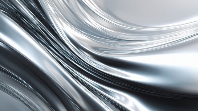 Flowing Metallic Silver Texture in Abstract Liquid Design