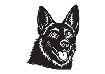 German Shepherd Peeking Cute Dog Silhouette Vector