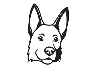 German Shepherd Peeking Cute Dog Silhouette Vector
