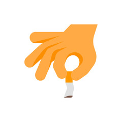 Illustration of a hand holding a cigarette between the fingers, isolated on a white background view