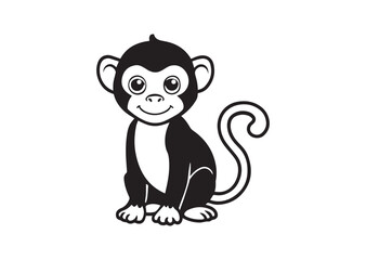 Fototapeta premium Cute Baby Monkey Silhouette Vector