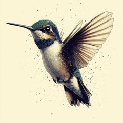 Hummingbird in flight, detailed illustration