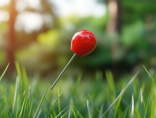 Red pin in green grass