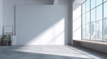 Fototapeta premium Modern Office Space with Clean White Surface and Natural Light