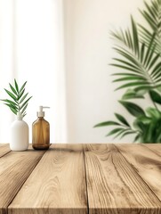 Sunlit Serenity: Wooden Tabletop Still Life