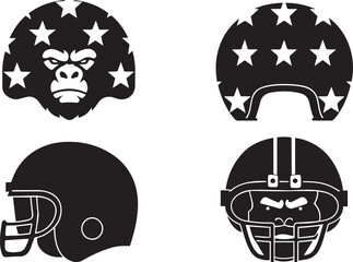 Black and White Football Helmet Illustration