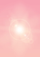 Soft baby pink gradation background with white flare halo ring light for summer spring morning too noon day design