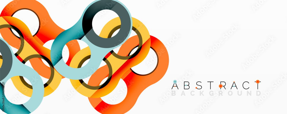 Aufkleber Abstract design features colorful loops, curves, shapes. Modern graphic element for backgrounds, presentations. Clean, vibrant composition.