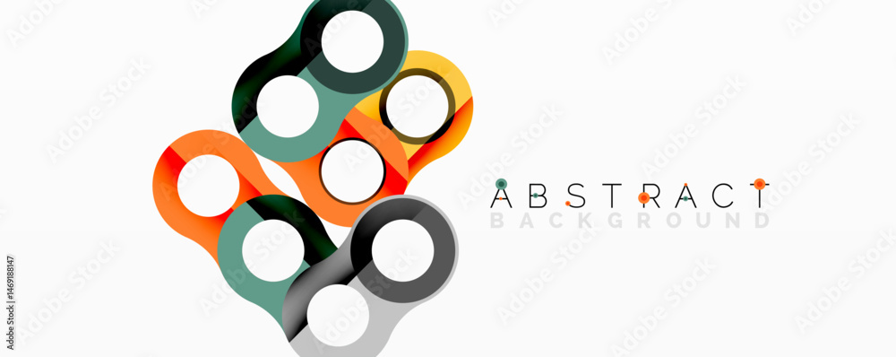 Aufkleber Modern abstract design features colorful overlapping circles. Simple geometric shapes create dynamic visual effect. Clean, minimalist style.