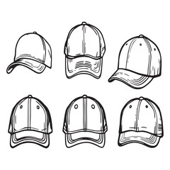 Minimalist baseball cap sketch in black and white