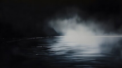Nocturnal water scene with ethereal light.