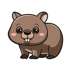 cute cartoon vector wombat isolated on the white background