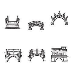 Minimalist Illustration of a Wooden Bridge Scene