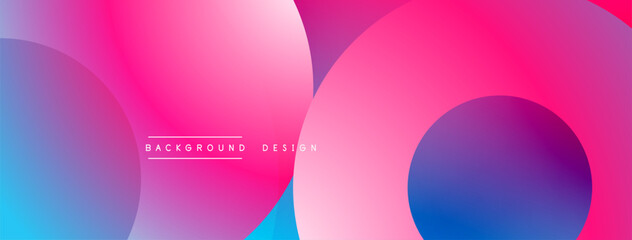 Abstract vibrant background. Overlapping circles create dynamic colorful gradients. Modern design elements suggest fluidity, energy.