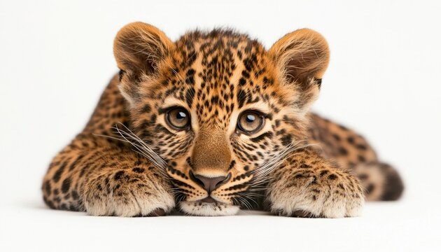 Adorable leopard cub resting