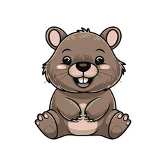 Obraz premium cute cartoon vector wombat isolated on the white background
