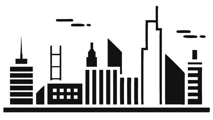 Fototapeta premium Sleek city skyline at night dark silhouettes of skyscrapers and buildings against a black sky