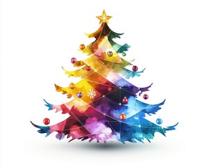 Abstract Christmas tree, vibrant colors, geometric design