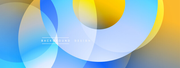 Abstract colorful overlapping circles create dynamic gradient background. Soft hues blend, forming modern visual experience.