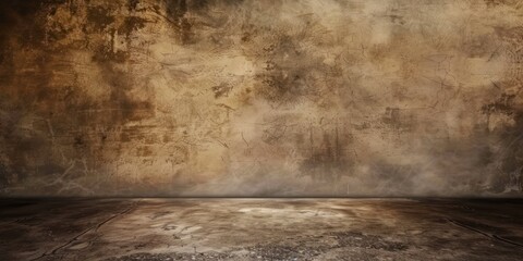 Dark brown vintage dirty wall corner ground floor rough grunge display retro antique ancient surface.