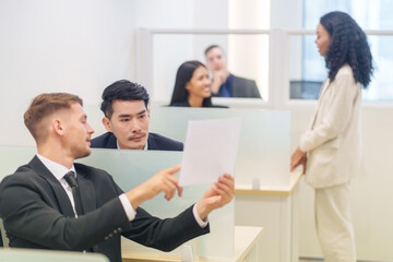 multiracial company employee working in office workers,talking,discussion,consultation,concept business people,occupation,jobs