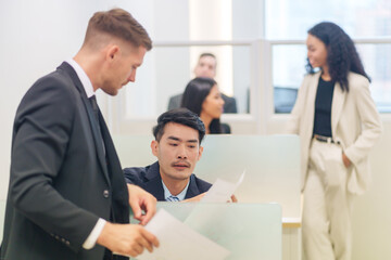 multiracial company employee working in office workers,talking,discussion,consultation,concept business people,occupation,jobs