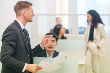 multiracial company employee working in office workers,talking,discussion,consultation,concept business people,occupation,jobs