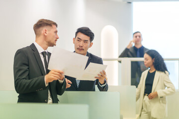 Fototapeta premium multiracial company employee working in office workers,talking,discussion,consultation,concept business people,occupation,jobs