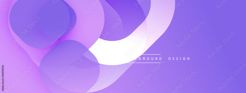 Poster Abstract purple background. Overlapping shapes create fluid, dynamic visual effect. Soft gradients, modern design elements present.