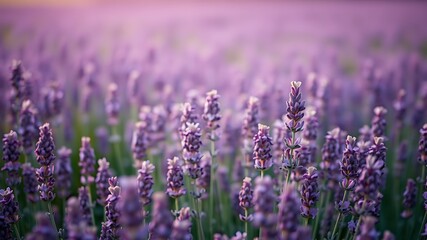 Fototapeta premium Beautiful lavender field in full bloom capturing tranquility and natural beauty during sunset