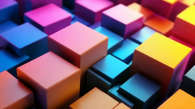 abstract background of colorful cubes, squares