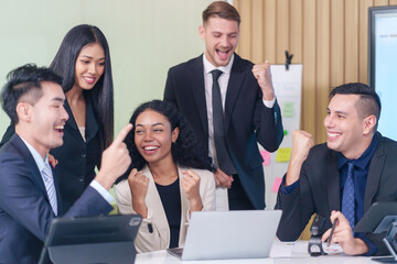 multiracial business people conference with laptop on table in office room,talking,discussion,consultation,concept business,working,meeting