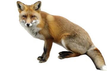 Obraz premium beautiful fox on rock isolated on white background PNG