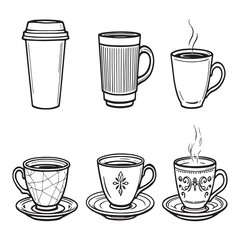Simple and Elegant Line Art Coffee Cup Design for Home Decor