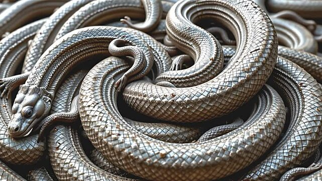 Serpentine display of exotic snakes serpentarium wildlife photography indoor environment close-up perspective biodiversity exploration for nature enthusiasts