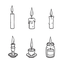 Simple Line Art Illustration Of A Hand Drawn Candle