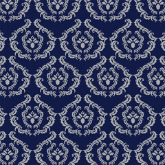 Seamless pattern with damask ornaments. Textured background.