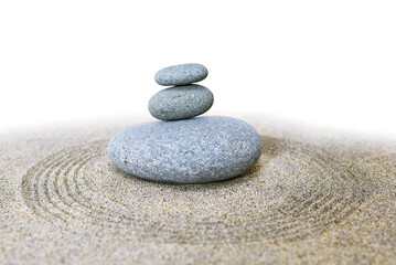 Jardin zen et traces de râteau sur le sable