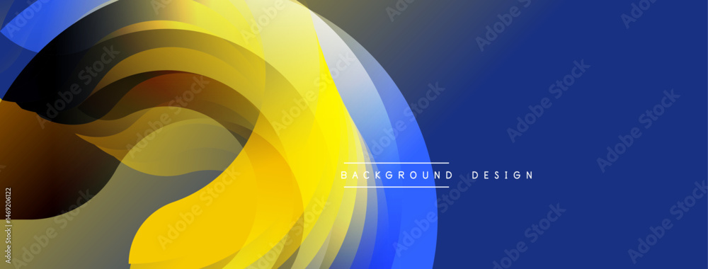 Aufkleber Abstract design features flowing yellow, blue shapes. Gradient colors create dynamic visual effect. Modern background element.