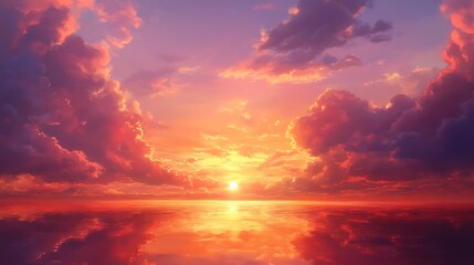 Fototapeta premium Vibrant Sunset Ocean Reflection. (2)