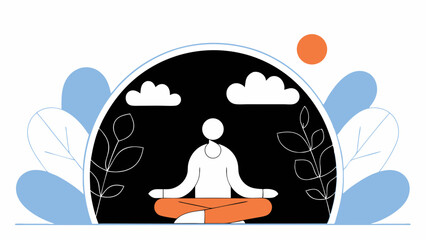 Person Meditating Surrounded by Nature Elements for Mindfulness and Calmness