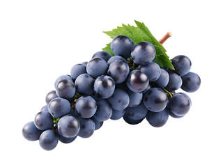 Fototapeta premium branch of fresh blue grapes isolated on white background PNG