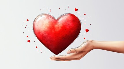 A hand-drawn heart vector with delicate sketch lines and a watercolor fill, creating a soft and artistic effect.