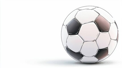 Fototapeta premium A hand-drawn soccer ball illustration on a white background, showing crisp, sharp outlines and a minimalist design for sports enthusiasts.