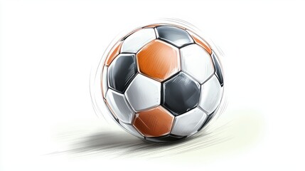 Fototapeta premium A hand-drawn soccer ball in a sketchbook with shading and texture, showcasing the artistry behind sports equipment design.