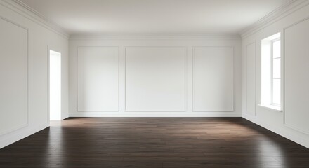 Fototapeta premium Empty room interior with dark wood floor