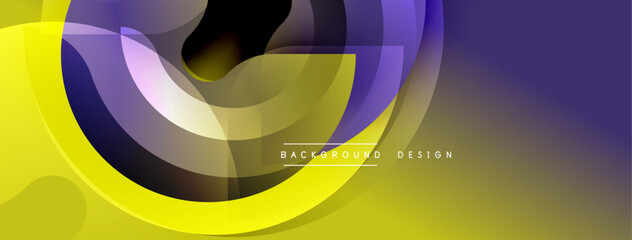Abstract yellow purple design. Layered shapes create dynamic flow, modern aesthetic. Gradient transitions offer visual depth.