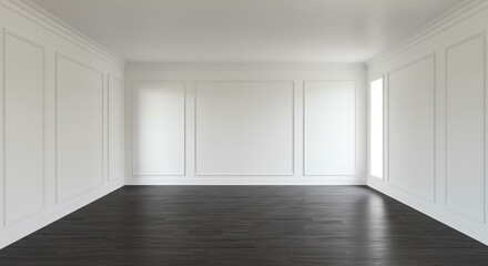 Fototapeta premium Empty room interior with dark wood floor