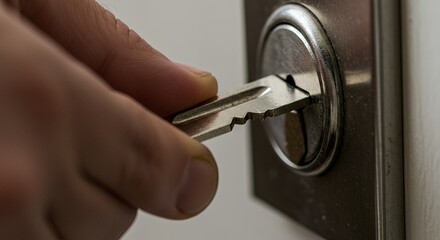 Close-up of a Key Entering a Keyhole