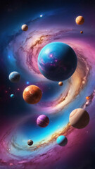 Wallpaper mobile: Vibrant Space Galaxy with Planets